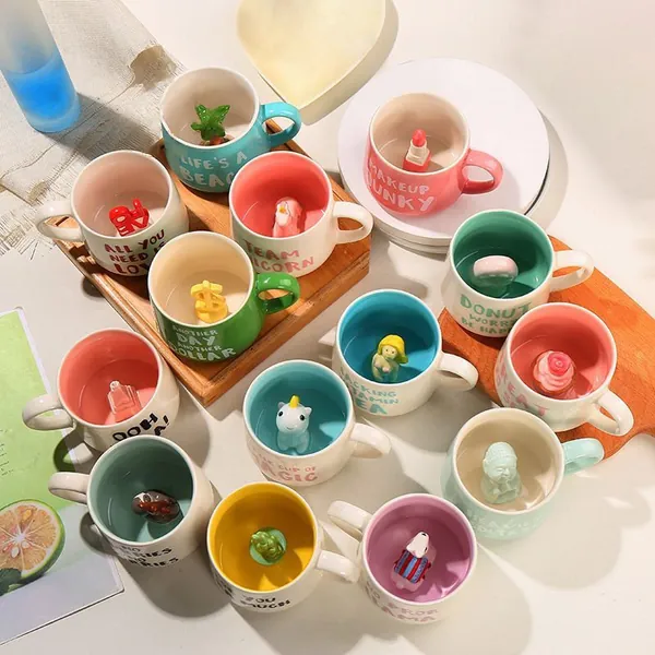 Handgemachte 3D Tierfigur Keramik Becher, Überraschung Versteckte Porzellan Becher, Espresso Becher, Kaffeebecher Keramik, Schokolade Tee Becher, Weihnachtsgeschenke
