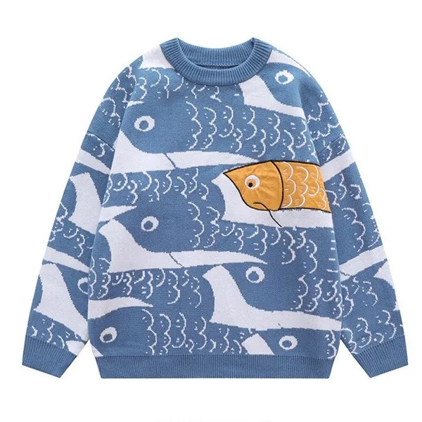 Strickpullover Fisch, Unisex, Winter Harajuku
