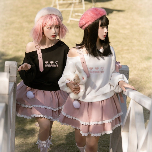 Surprise Me Pastel Goth Set - Pink Skirt / L