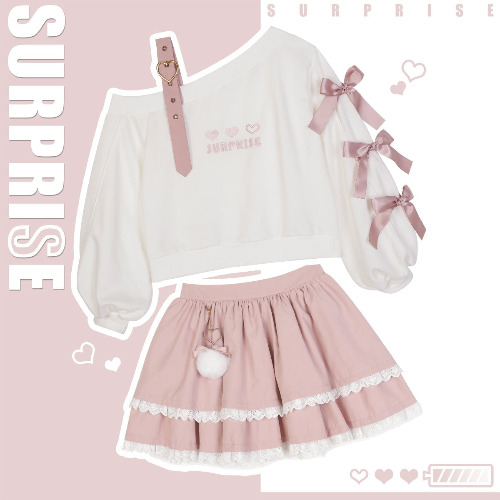 Surprise Me Pastel Goth Set - White Top / L