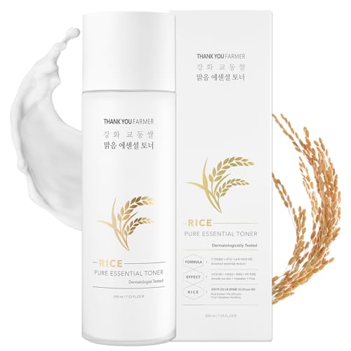 THANKYOU FARMER Rice Pure Essential Toner 7.03 floz, Non-greasy Milk Toner, Exclusive Korean Rice, Niacinamide, Dermatologist Tested, Vegan, Glass Skin, Fragrance-free - Essential Toner