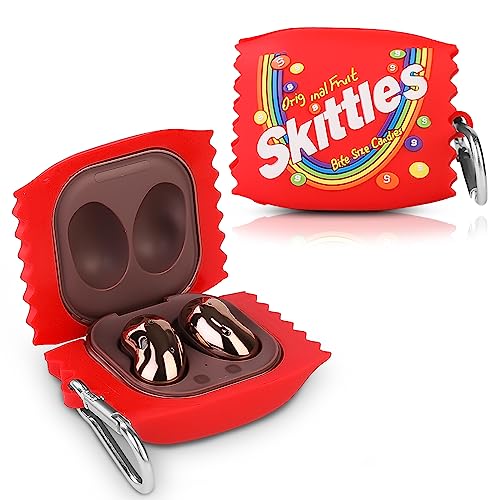 Suublg Silicone Earbuds Case Protective Cover with Keychain for Samsung Galaxy Buds2 Pro Earbuds(2022) /Galaxy Buds 2 (2021) /Galaxy Buds Pro (2021) /Galaxy Buds Live Earphones(2020) (Skittles) - Skittles
