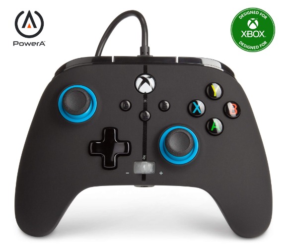 PowerA Enhanced Wired Controller for Xbox - Blue Hint, Gamepad, Wired Video Game Controller, Gaming Controller, Xbox Series X|S