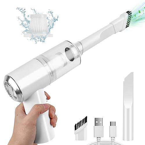 Auloea Mini Car Vacuum Cleaner(4500 pa) Portable Cordless Rechargeable,Tiny Handheld Vacuum, Computer Hand Vacuum for Keyboard and Laptop, Mini Hand Held Vac for Car and Home /V01/White - White