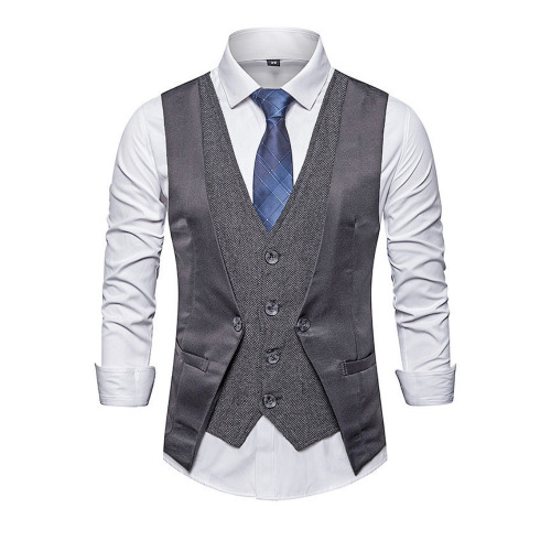 Mens Formal Daul Layer Vest - Gray / M