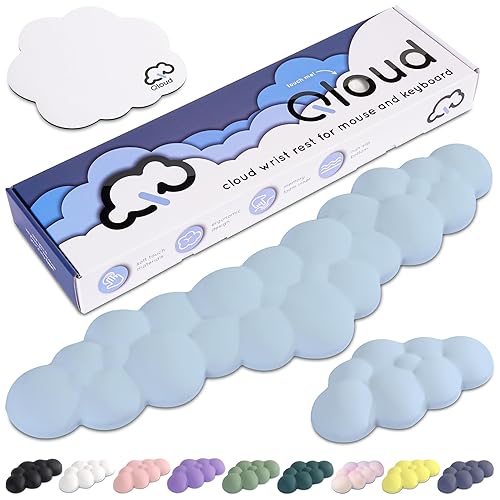 Qloud Cloud Wrist Rest Keyboard – Cloud Palm Rest Keyboard Rest Desk Cloud Wrist Pad – Keyboard Wrist Rest for Computer Keyboard Gaming Wrist Rest Cloud Arm Rest Keyboard Wrist Pad - Light Blue - Light Blue