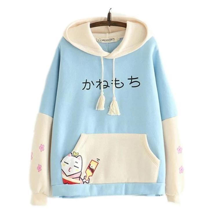 Kitten Artist Hoodie - Blue / L