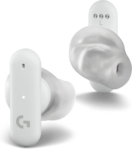 Logitech G FITS True Wireless Gaming Earbuds, Custom Molded Fit, Lightspeed + Bluetooth, Four Beamforming Microphones, PC, Mac, PS5, PS4, Mobile, Nintendo Switch - White - White