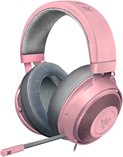 Razer Kraken - Cross-Platform Wired Gaming Headset (Custom Tuned 50 mm Drivers, Unidirectional Microphone, 3.5 mm Cable with in-line Controls, Cross Platform Compatible) Quartz Pink - Kraken - Quartz