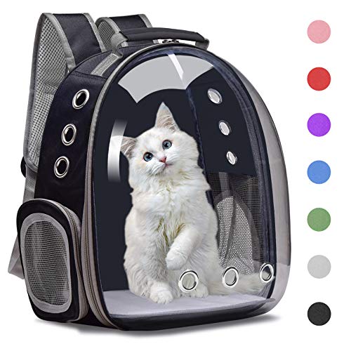 Henkelion Backpack Carrier/Bubble Carrying Bag for Small Medium Dogs Cats, Space Capsule Pet Carrier for Hiking, Travel, Airline Approved- Black - Black