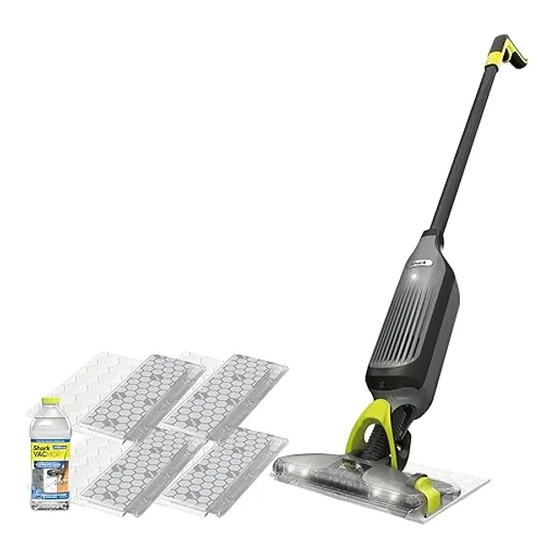 Shark VACMOP Pro Cordless Hard Floor Vacuum Mop with On-Demand Spray and Headlights, includes 4 Disposable VACMOP Pads and a 12oz VACMOP solution, Charcoal Gray, VM252 - 4 Disposable VACMOP Pads