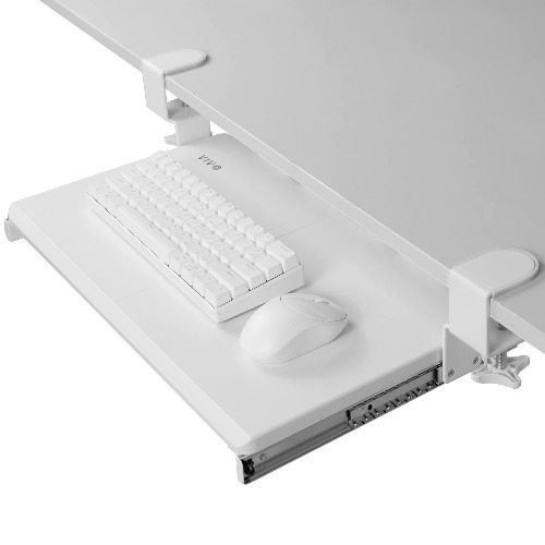 VIVO Small Keyboard Tray, Under Desk Pull Out with Extra Sturdy C Clamp Mount System, 20 (26 Including Clamps) x 11 inch Slide-Out Computer Platform Drawer, White, MOUNT-KB05ES-W - 20 inch White