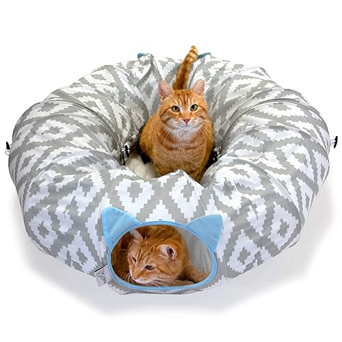 Kitty City Large Cat Tunnel Bed, Cat Bed, Pop Up Bed, Cat Toys, White - White