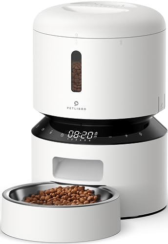 PETLIBRO Automatic Cat Feeder, Automatic Cat Food Dispenser with Freshness Preservation, Timed Cat Feeders for Dry Food, Up to 50 Portions 6 Meals Per Day, Granary Pet Feeder for Cats/Dogs - White - 3L