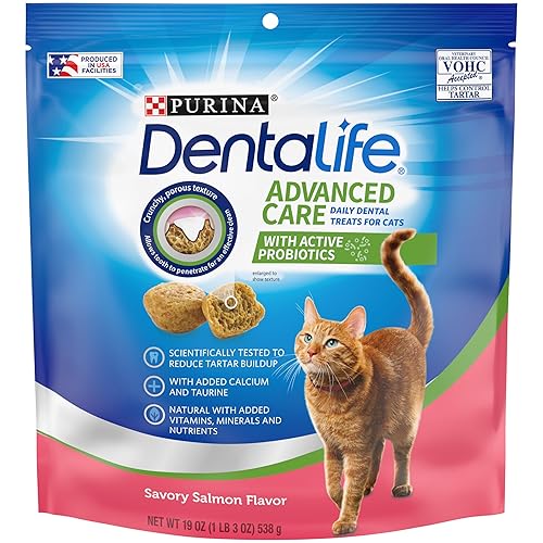 Purina DentaLife Made in USA Facilities Cat Dental Treats, Savory Salmon Flavor - 19 oz. Bag - Salmon - 1.19 Pound (Pack of 1)