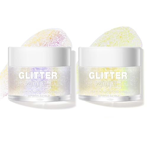 LANGMANNI Holographic Body Glitter Gel for Body, Face, Hair and Lip.Color Changing Glitter Gel Under Light. Vegan & Cruelty Free-1.35 oz (3# Neon Violet+4# Sapphire Blue) - 3# Neon Violet+4# Sapphire Blue