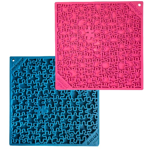 Large Blue Jigsaw & Large Pink Jigsaw eMat Lick Mat Bundle - Large Blue Jigsaw - Large Pink Jigsaw