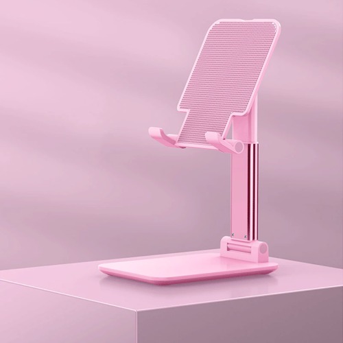 Universal Foldable Holder Stand for iPad and Mobile Phone - Pink