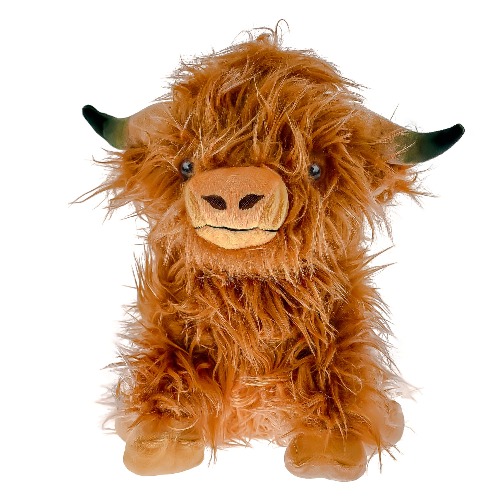 GARKALY 12 Inch Highland Cow Stuffed Animal,Scottish Fluffy Cow Plush,Cute Realistic Soft Cow Stuffed Animal Farm Decor Birthday Gift Toy for Adults Kids (Brown)
