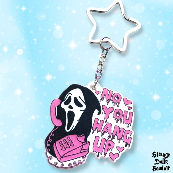 Ghostface Scream keychain, Double-Sided, Spooky keyring, Halloween, Strange Dollz Boudoir