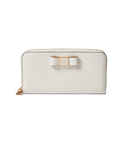 Kate Spade New York Morgan Bow Embellished Saffiano Leather Zip Around Continental Wallet Parchment One Size - One Size - Parchment
