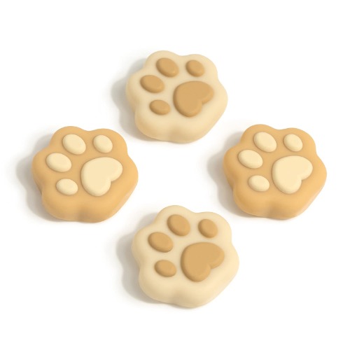 GeekShare Cat Paw Shape Thumb Grip Caps,Soft Silicone Joystick Cover Compatible with Nintendo Switch /OLED/ Switch Lite (Brown & Yellow) - Brown & Yellow