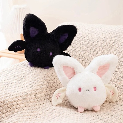20cm Halloween Kawaii Bat Plushie in Black or White - Black / 20cm