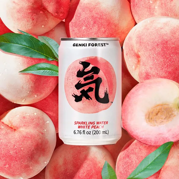 GENKI FOREST Mini Can Flavored Sparkling Water White Peach, 6.76 fl oz Cans (pack of 12) - White Peach 6.76 fl oz Cans(pack of 12)