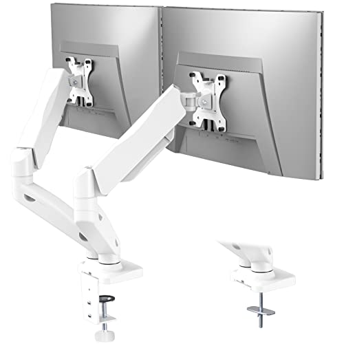 WALI Dual Monitor Stand, Adjustable Gas Spring Arm Monitor Mount for 2 Monitors up to 32 Inch,19.8lbs Capacity (GSMP002W), White by WALI - White
