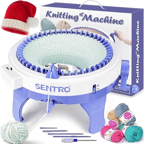 SENTRO Knitting Machines 48 Needles,Smart Knitting Crochet Machine, Knitting Crochet Machine with Row Counter,Weaving Loom Machine Kit for Adults,DIY Board Rotating Double Knit Kit - 48 NeedlesB