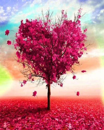 Ricamo a Punto Croce - Albero a cuore | 32x40cm
