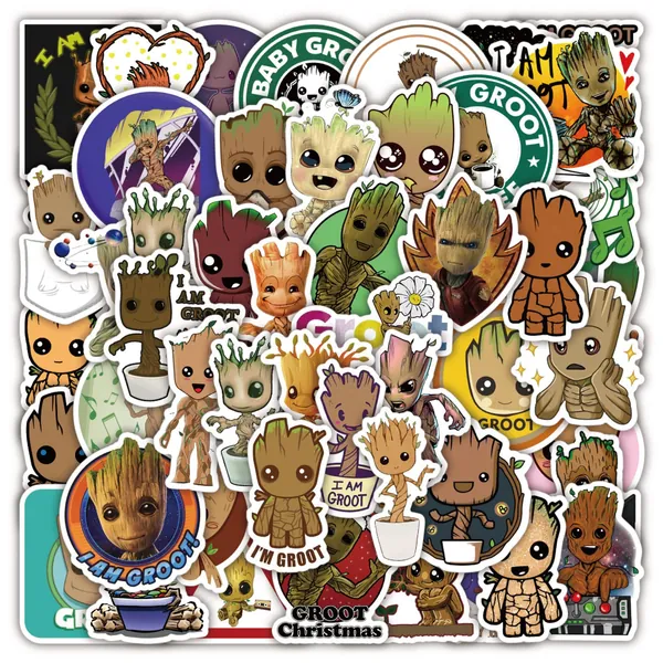 50 Pcs Groot Stickers for Water Bottle Waterproof 