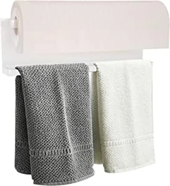 Magnetic Paper Towel Holder for Refrigerator,Kitchen Towel Rack Magnetic Paper Towel Bar Multi Function Made of Iron,Used for Kitchen,Bathroom,Toilet, Drill Free (White, Medium)