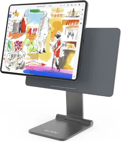 KU XIU Foldable Magnetic Stand for iPad Pro 12.9'', Portable 360° Adjustable Desktop Stand Holder Compatible with iPad Pro 12.9 inch 3rd/4th/5th/6th Gen