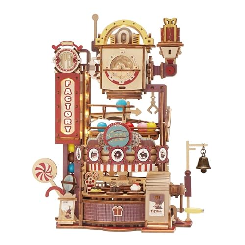 Rowood 3D Puzzles for Adults, Marble Run Wooden Model Kits for Adults, DIY STEM Mechanical Building Set, Birthday for Teens Boys Age 14+ - Chocolate Factory