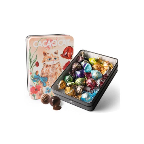 Cacaocat Flower Tin Box with Chocolate: 14 Assortment