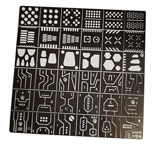 for Hobby Model Craft GK Tool Carving Auxiliary Ruler Stainless Steel Drill Hole Detail Maker Scribe line Stencil, 36 PCS in 1 (AJ0094) - AJ0094