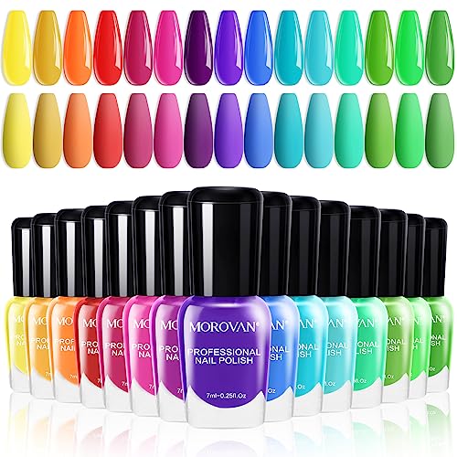 Morovan 15 Bright Color 0.25oz Air Dry Nail Polish Gift Set for Women - Bright Color