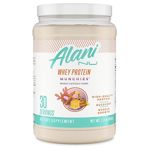 Alani Nu Whey Protein Powder Munchies | 23g Protein with Low Sugar & Digestive Enzymes | Meal Replacement Powder | Low Fat Low Carb Whey Isolate Protein Blend | Low Sugar |30 Servings
