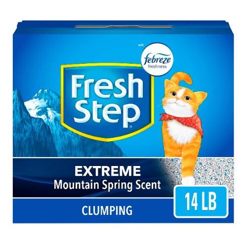 Fresh Step Clumping Cat Litter, Extreme Odor Control, Mountain Spring Scent With Febreze, 14 lbs - 14 lb Extreme