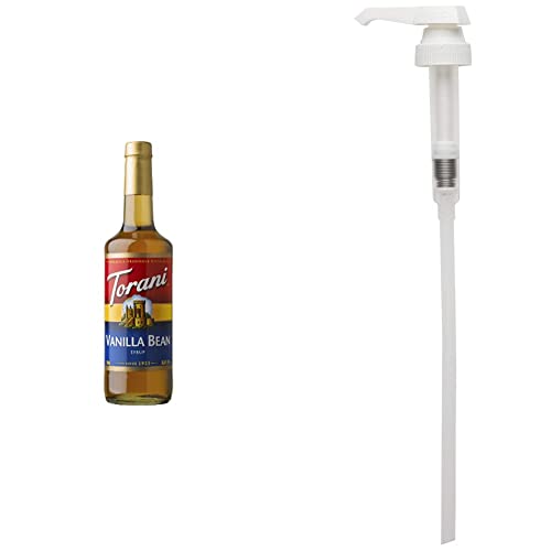 Torani Vanilla Bean Flavour Syrup 750 Milliliter & Flavored Flavour Syrup Pump for 750ml - Flavour Syrup + Syrup Pump