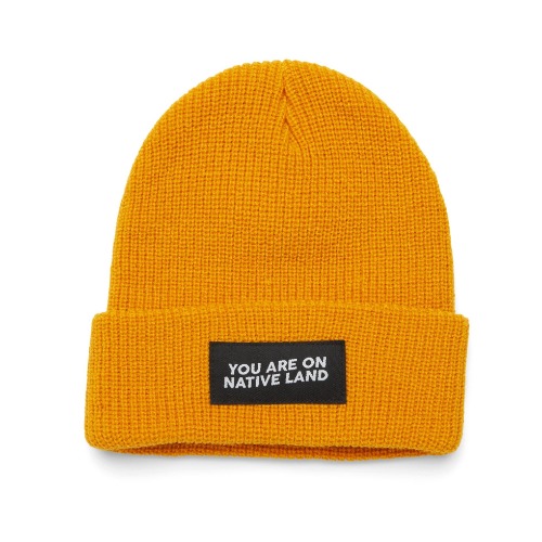 'YOU ARE ON NATIVE LAND' RIBBED BEANIE - MARIGOLD | Default Title