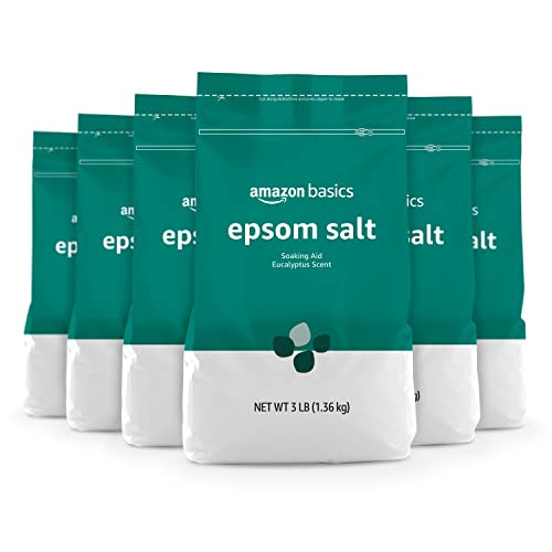Amazon Basics Epsom Salt Soaking Aid, Eucalyptus Scented, 3 Pound (Pack of 6) (Previously Solimo) - Eucalyptus - 3.00 Pound (Pack of 6)