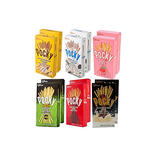 Pocky Biscuit Stick 6 Flavor Variety Pack (Pack of 12) - 2.47 Ounce (Pack of 12)