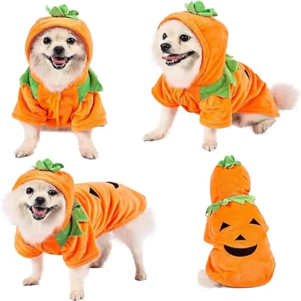Halloween Pumpkin Dog Clothes, Pet Cosplay Halloween Costume Puppy Warm Outfits Skin Friendly Four Legged Clothes for Medium Large Dogs Autumn Winter(S)
