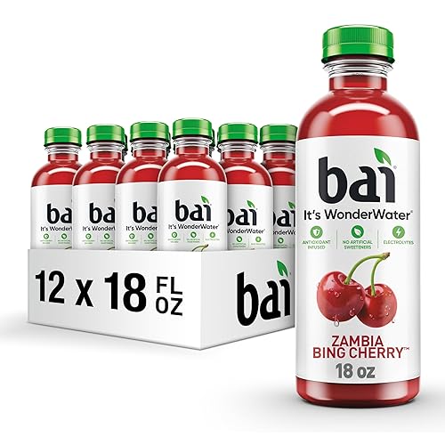 Bai Antioxidant Infused Water Beverage, Zambia Bing Cherry, with Vitamin C and No Artificial Sweeteners, 18 Fluid Ounce Bottle, 12 Pack - Zambia Bing Cherry - 18 Fl Oz (Pack of 12)