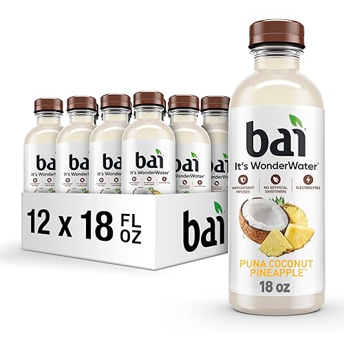 Bai Antioxidant Infused Water Beverage, Puna Coconut Pineapple, with Vitamin C and No Artificial Sweeteners, 18 Fluid Ounce Bottle, 12 Pack - Puna Coconut Pineapple - 18 Fl Oz (Pack of 12)