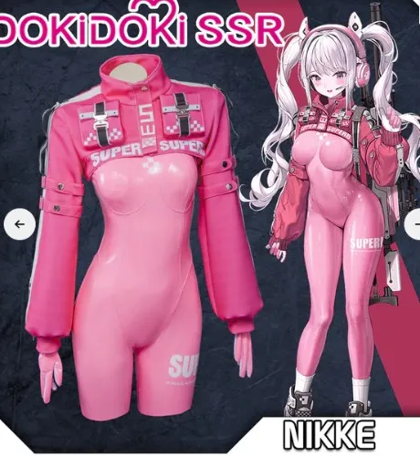 DokiDoki-SSR Game GODDESS OF VICTORY: NIKKE Cosplay Alice Cosplay Costume | Light Pink Bodysuit only (No Coat） / S-PRESALE