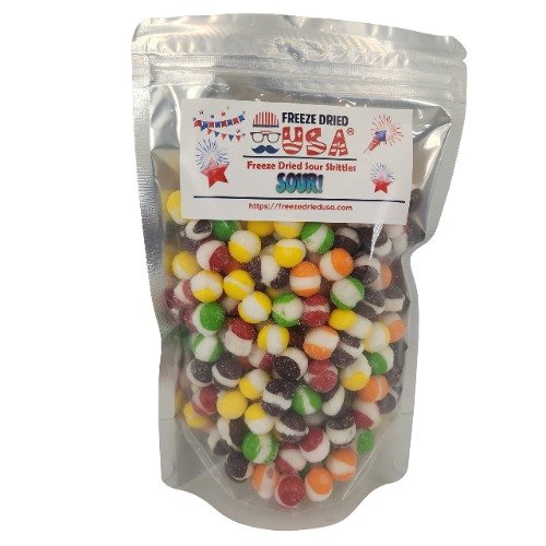 FREEZE DRIED USA SOUR Skittles Candy (8 oz) - Original Fruit Flavors, but sour - Unique Gift for Birthdays, Christmas, Easter - Crunchy and Bursting with Flavor