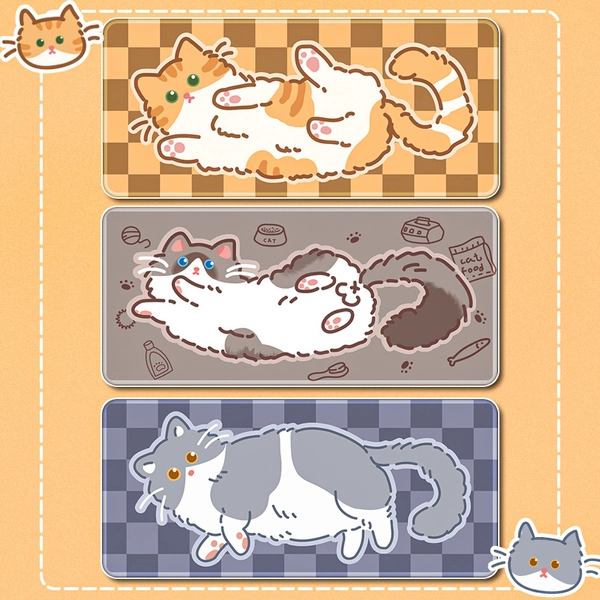 Large Cat Desk Mat Orange Cat Owner Gifts Cute Ragdoll Mouse Pad - D